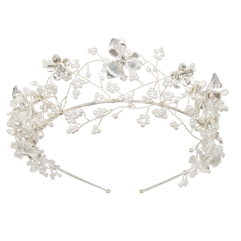 ATHENA COLLECTION - BOHO CHIC TIARA  - SILVER - AHB199