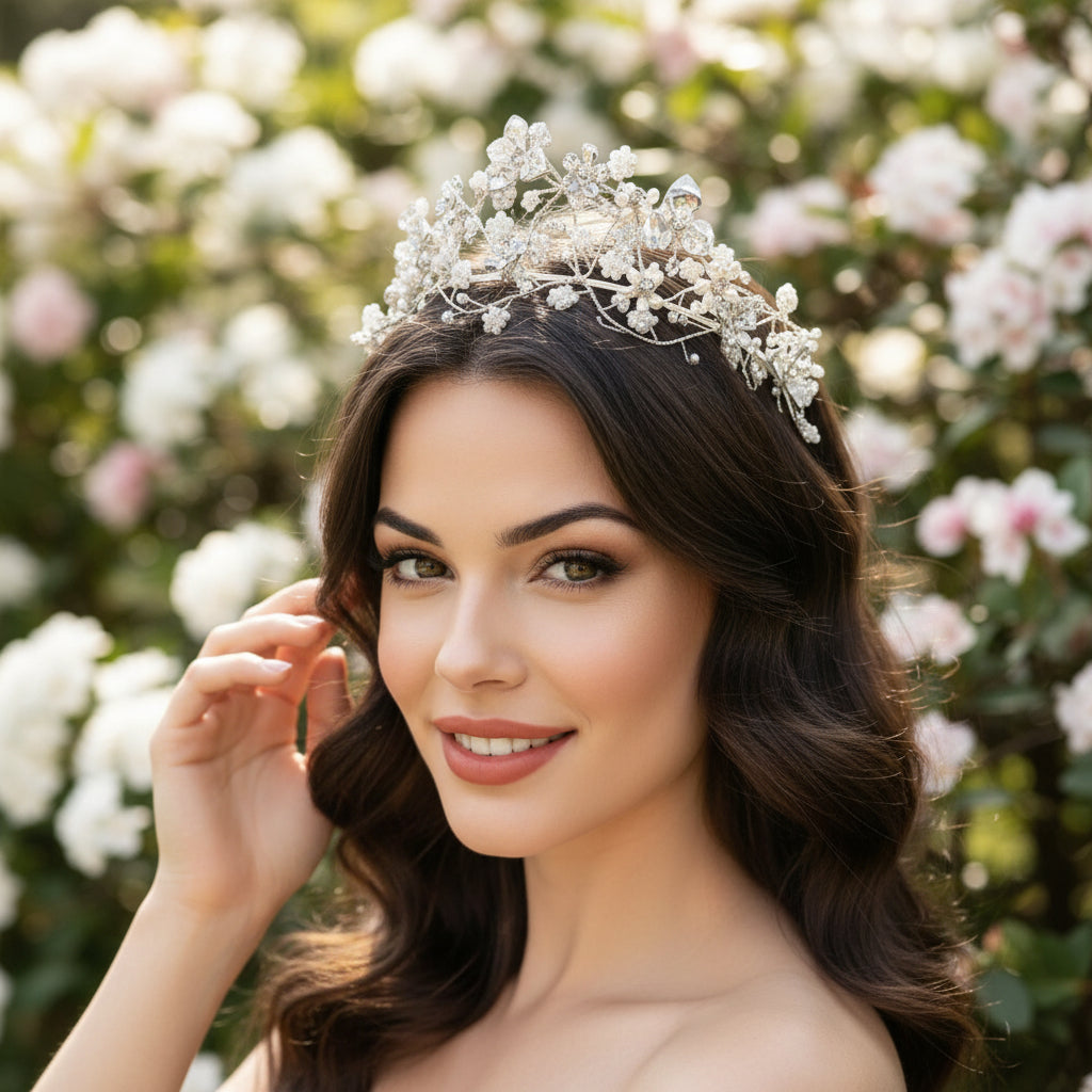 ATHENA COLLECTION - BOHO CHIC TIARA  - SILVER - AHB199