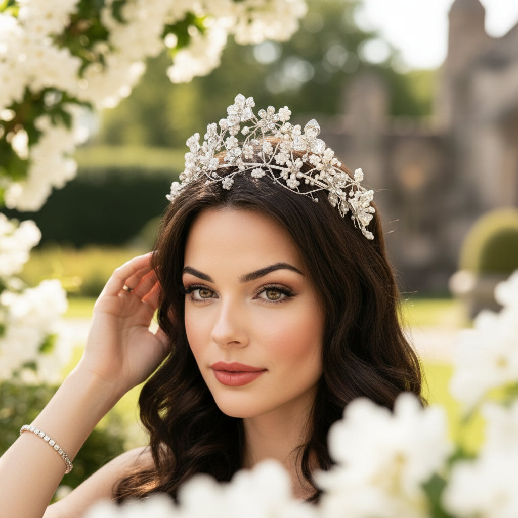 ATHENA COLLECTION - BOHO CHIC TIARA  - SILVER - AHB199