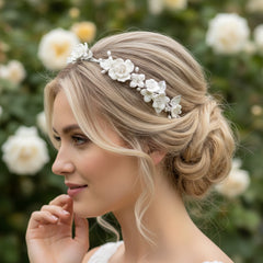 ATHENA COLLECTION - EXQUISITE BRIDAL HAIR VINE - HP243 SILVER