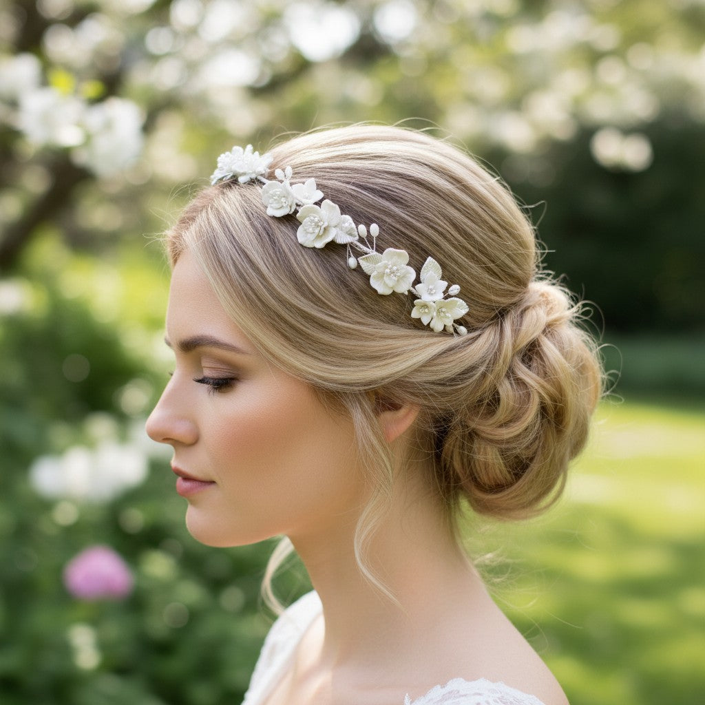 ATHENA COLLECTION - EXQUISITE BRIDAL HAIR VINE - HP243 SILVER