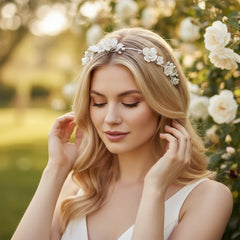 ATHENA COLLECTION - EXQUISITE BRIDAL HAIR VINE - HP243 SILVER