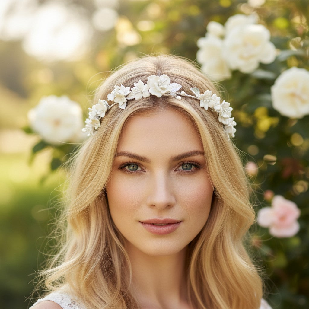 ATHENA COLLECTION - EXQUISITE BRIDAL HAIR VINE - HP243 SILVER