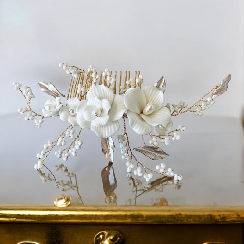 ATHENA COLLECTION - ENCHANTED BRIDAL COMB - HC291 -GOLD
