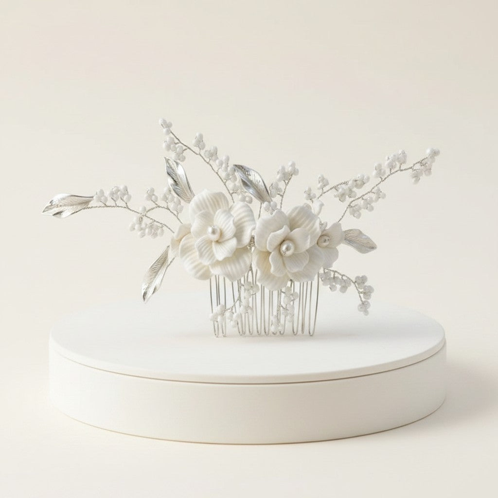 ATHENA COLLECTION - ENCHANTED BRIDAL COMB - HC291 -SILVER