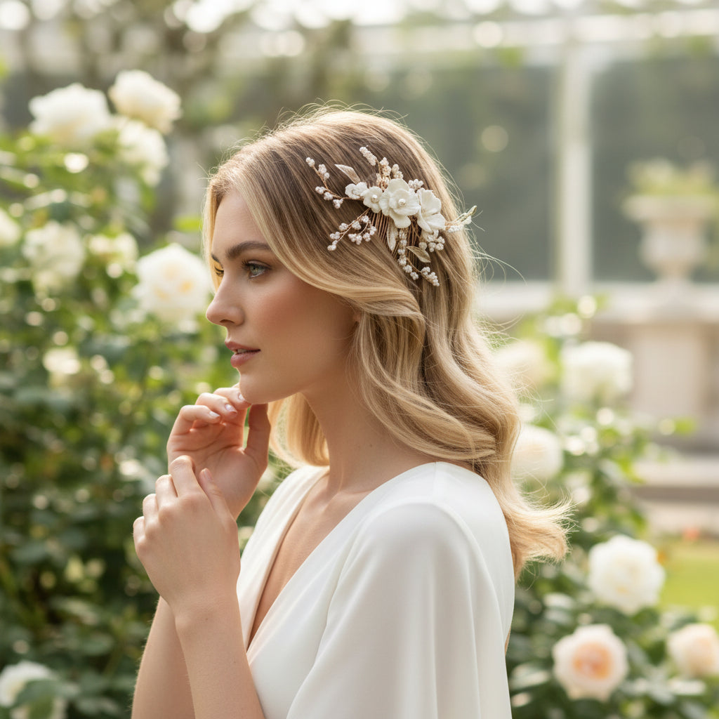 ATHENA COLLECTION - ENCHANTED BRIDAL COMB - HC291 -SILVER