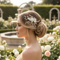 ATHENA COLLECTION - ENCHANTED BRIDAL COMB - HC291 -SILVER