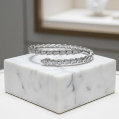 CUBIC ZIRCONIA COLLECTION - GLAM BANGLE BRACELET - BR155 SILVER