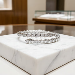 CUBIC ZIRCONIA COLLECTION - GLAM BANGLE BRACELET - BR155 SILVER