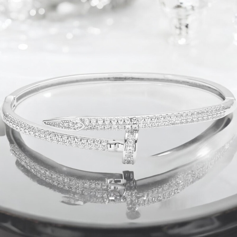 CUBIC ZIRCONIA COLLECTION - CRYSTAL ALLURE BRACELET - CZBR157 SILVER