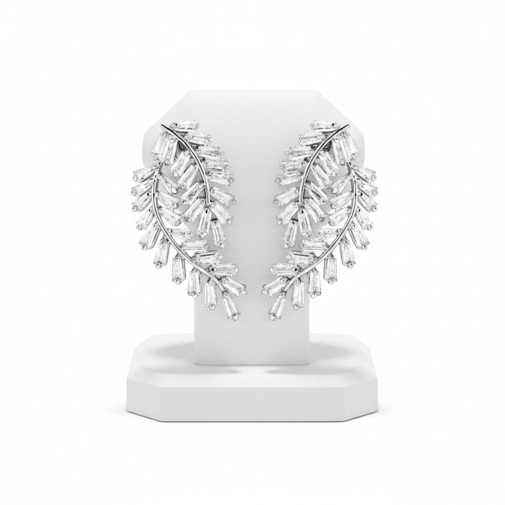 CUBIC ZIRCONIA COLLECTION - VINTAGE VINE EARRINGS -  CZER800 SILVER