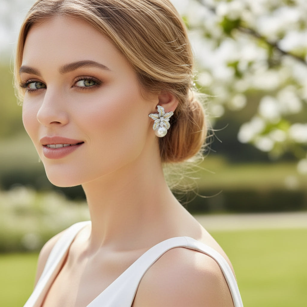 CUBIC ZIRCONIA COLLECTION - VINTAGE TREASURE EARRINGS - CZER805 SILVER