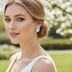 CUBIC ZIRCONIA COLLECTION - VINTAGE TREASURE EARRINGS - CZER805 SILVER