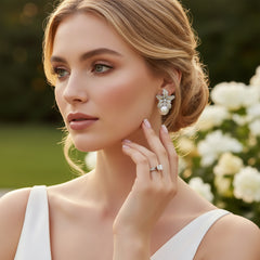 CUBIC ZIRCONIA COLLECTION - VINTAGE TREASURE EARRINGS - CZER805 SILVER