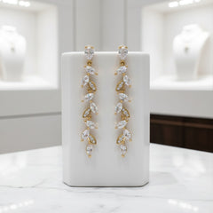 CUBIC ZIRCONIA COLLECTION - SPARKLE DROP EARRINGS - CZER801 GOLD