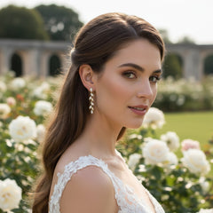 CUBIC ZIRCONIA COLLECTION - SPARKLE DROP EARRINGS - CZER801 GOLD