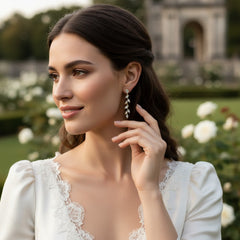 CUBIC ZIRCONIA COLLECTION - SPARKLE DROP EARRINGS - CZER801 SILVER
