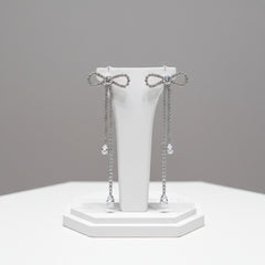 CUBIC ZIRCONIA COLLECTION - CRYSTAL BOW EARRINGS - CZER806 SILVER