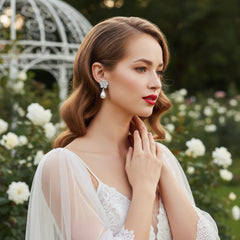 CUBIC ZIRCONIA EARRINGS - TIMELESS PEARL EARRINGS - CZER807 SILVER