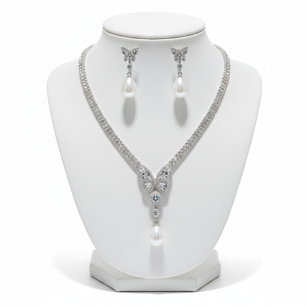 CUBIC ZIRCONIA COLLECTION - VINTAGE INSPIRED NECKLACE SET - CZNK248