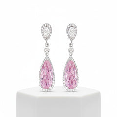 CUBIC ZIRCONIA COLLECTION - PINK  SPARKLE EARRINGS - CZER809