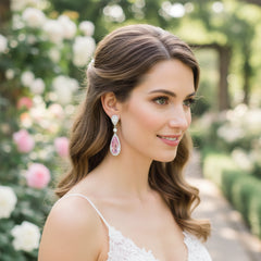 CUBIC ZIRCONIA COLLECTION - PINK  SPARKLE EARRINGS - CZER809
