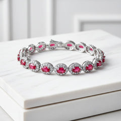 CUBIC ZIRCONA COLLECTION - STARLET BEJEWELLED BRACELET - BR158 FUCHSIA