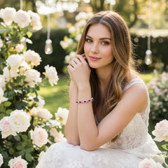 CUBIC ZIRCONA COLLECTION - STARLET BEJEWELLED BRACELET - BR158 FUCHSIA