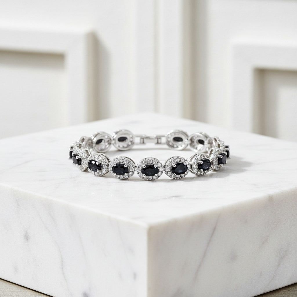 CUBIC ZIRCONA COLLECTION - STARLET BEJEWELLED BRACELET - BR158 JET