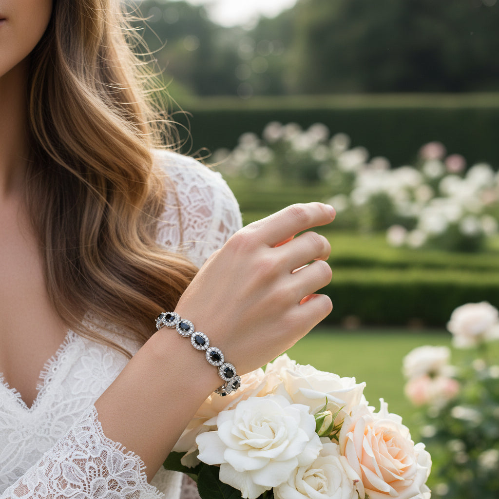 CUBIC ZIRCONA COLLECTION - STARLET BEJEWELLED BRACELET - BR158 JET