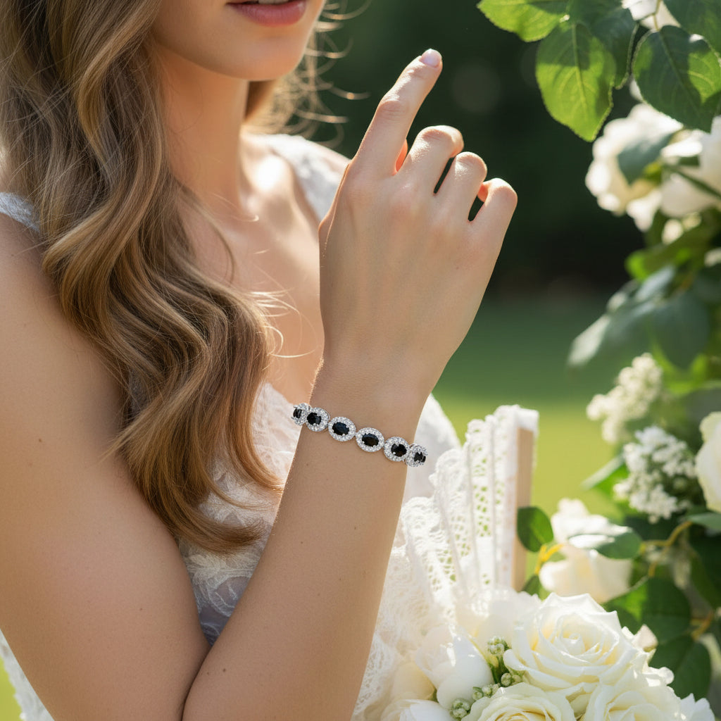 CUBIC ZIRCONA COLLECTION - STARLET BEJEWELLED BRACELET - BR158 JET