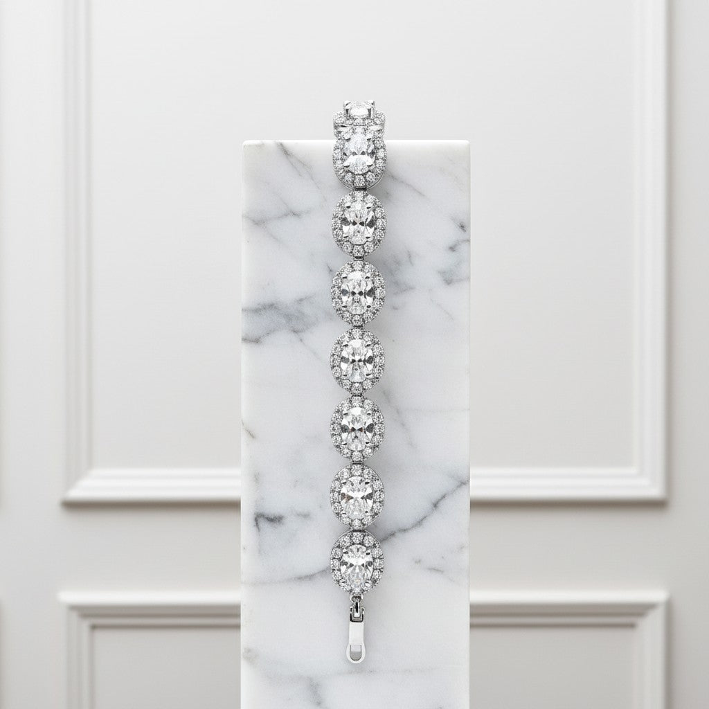 CUBIC ZIRCONA COLLECTION - STARLET BEJEWELLED BRACELET - BR158 SILVER