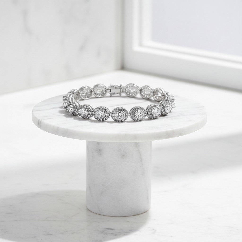 CUBIC ZIRCONA COLLECTION - STARLET BEJEWELLED BRACELET - BR158 SILVER
