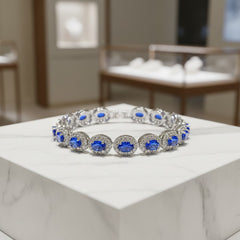 CUBIC ZIRCONA COLLECTION - STARLET BEJEWELLED BRACELET - BR158 SAPPHIRE BLUE
