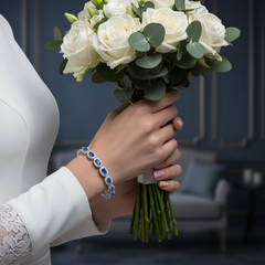 CUBIC ZIRCONA COLLECTION - STARLET BEJEWELLED BRACELET - BR158 SAPPHIRE BLUE