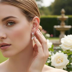 CUBIC ZIRCONIA COLLECTION - DAINTY PEARL DROP EARRINGS - CZER427