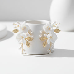 ATHENA COLLECTION -  DIVINE FLOWER EARRINGS -CZER810 GOLD