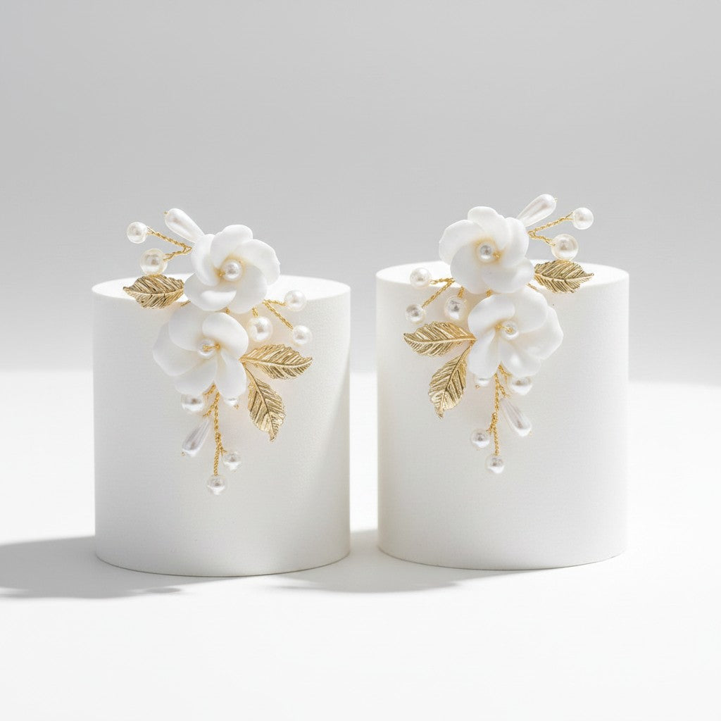 ATHENA COLLECTION -  DIVINE FLOWER EARRINGS -CZER810 GOLD