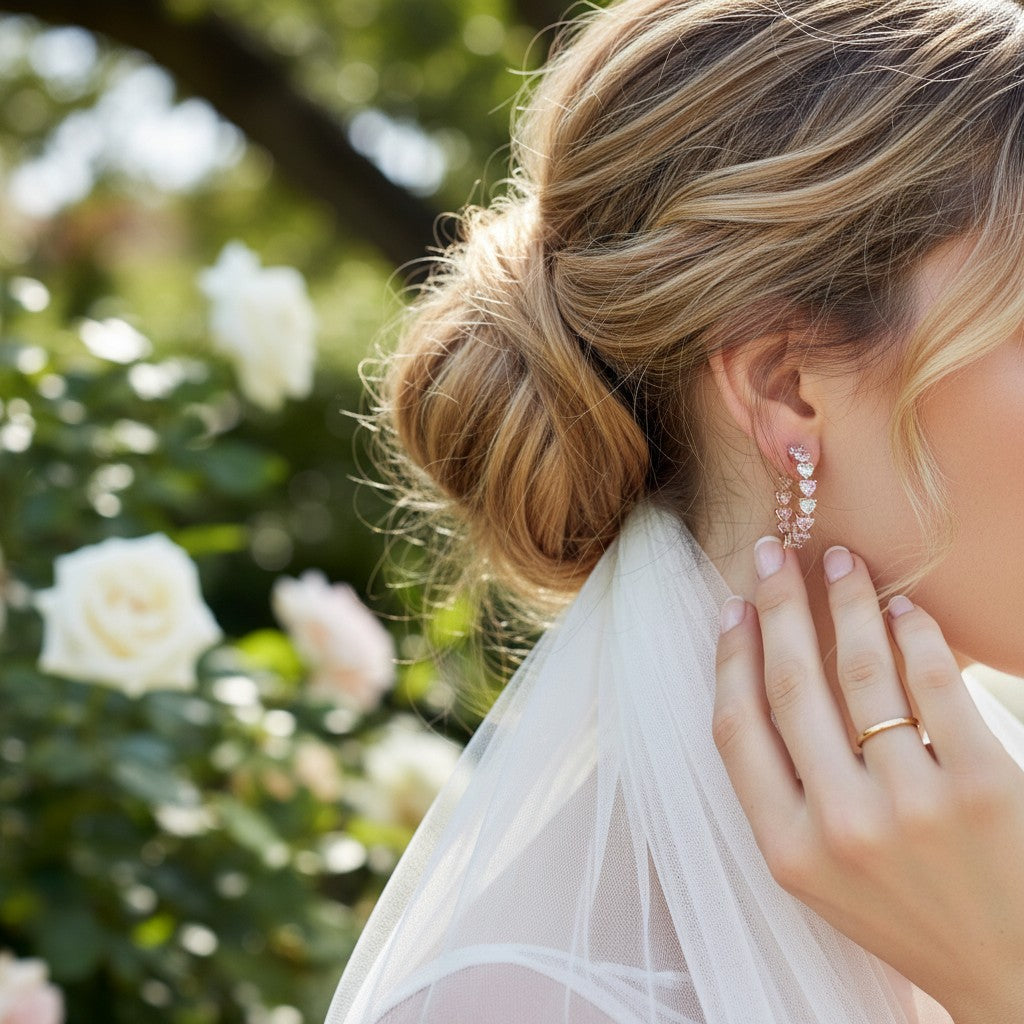CUBIC ZIRCONIA COLLECTION - GLITZY GLAM EARRINGS - CZER811 PINK