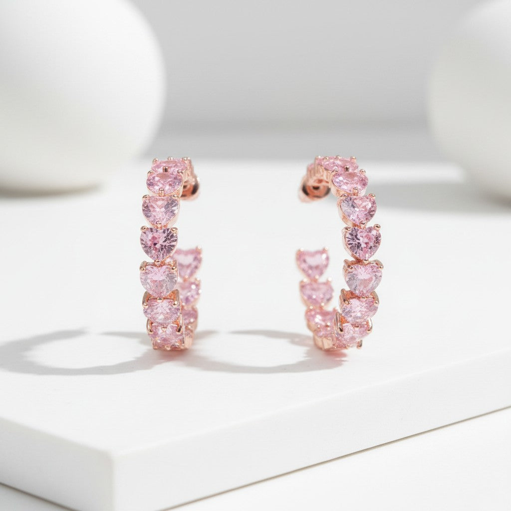 CUBIC ZIRCONIA COLLECTION - GLITZY GLAM EARRINGS - CZER811 PINK