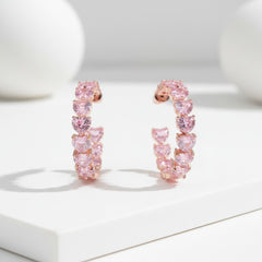 CUBIC ZIRCONIA COLLECTION - GLITZY GLAM EARRINGS - CZER811 PINK