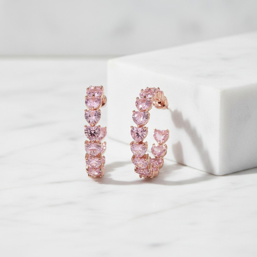 CUBIC ZIRCONIA COLLECTION - GLITZY GLAM EARRINGS - CZER811 PINK