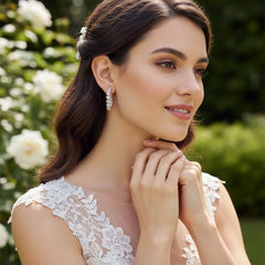 CUBIC ZIRCONIA COLLECTION - GLITZY GLAM EARRINGS - CZER811 GOLD