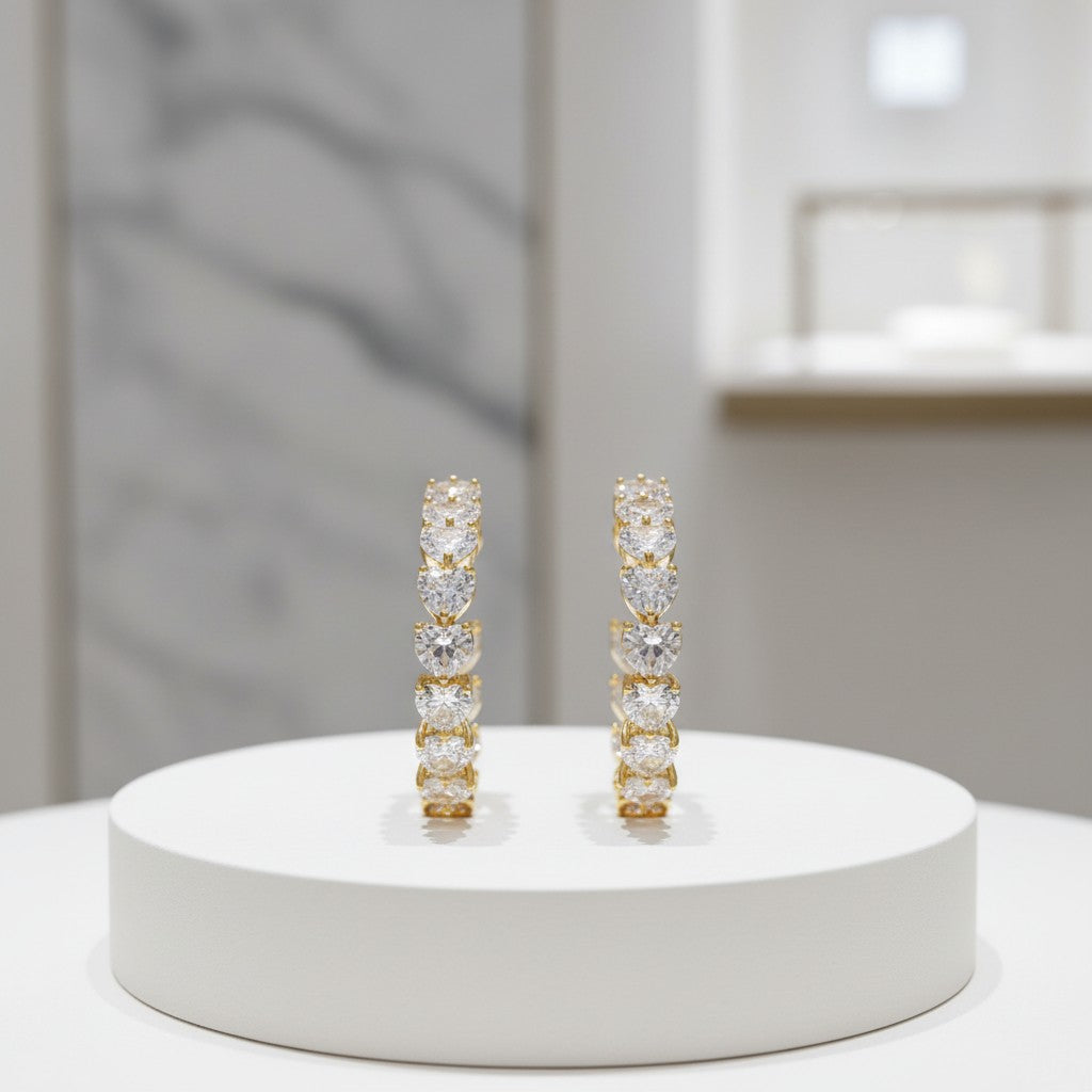CUBIC ZIRCONIA COLLECTION - GLITZY GLAM EARRINGS - CZER811 GOLD