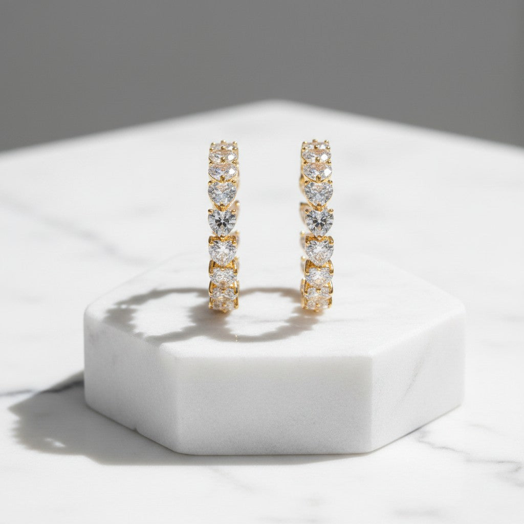 CUBIC ZIRCONIA COLLECTION - GLITZY GLAM EARRINGS - CZER811 GOLD
