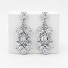 CUBIC ZIRCONIA COLLECTION - CRYSTAL TREASURE  EARRINGS - CZER813SILVER