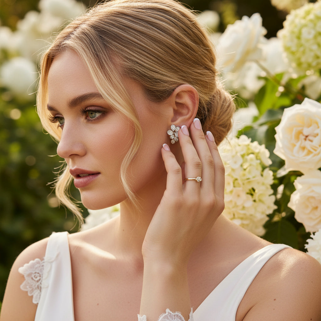 CUBIC ZIRCONIA COLLECTION - CRYSTAL SHIMMER EARRINGS - CZER814 SILVER