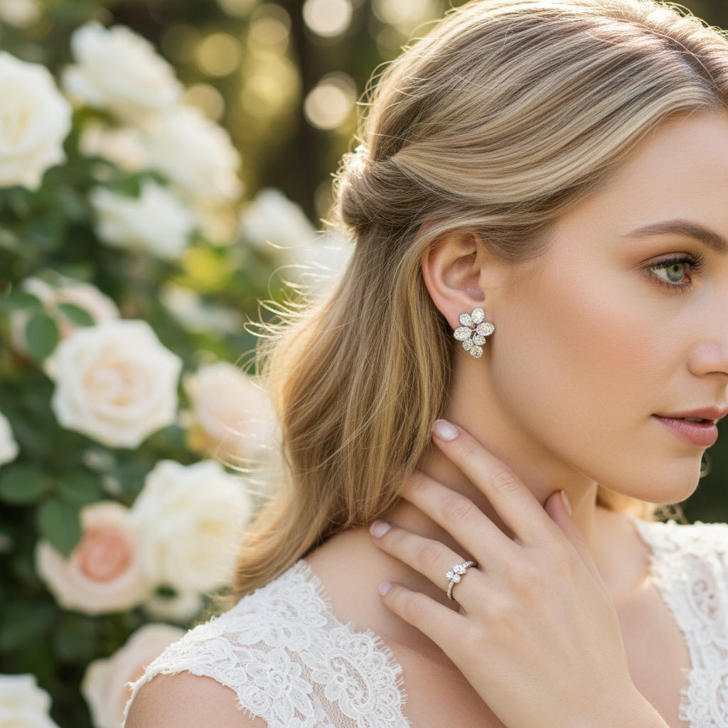 CUBIC ZIRCONIA COLLECTION - CRYSTAL SHIMMER EARRINGS - CZER814 SILVER