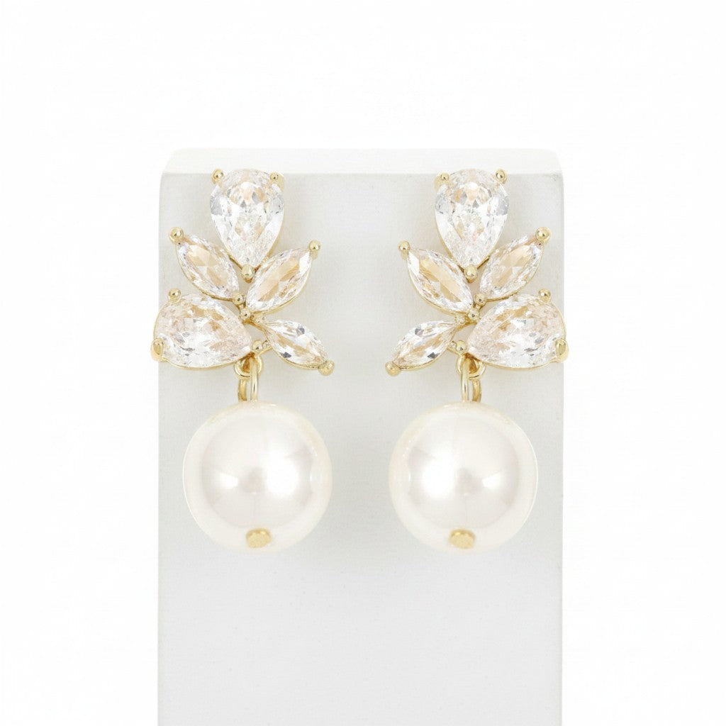 CUBIC ZIRCONIA COLLECTION - VINTAGE SHIMMER EARRINGS - CZER816 GOLD