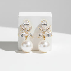 CUBIC ZIRCONIA COLLECTION - VINTAGE SHIMMER EARRINGS - CZER816 GOLD